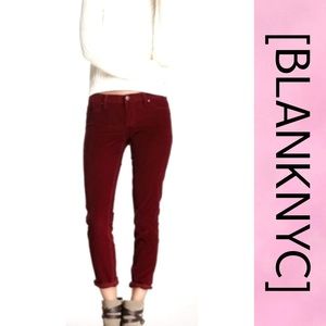 BLANK NYC Velvet Pattern Skinny Jeans Maroon 28